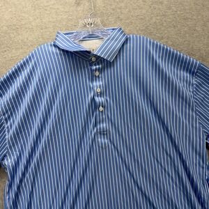 Collars & Co Dress Collar Polo Shirt Mens 3XL Blue Striped Performance Stretch